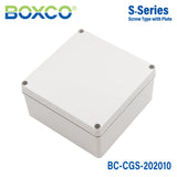 Boxco S - Series 7.87 x 7.87 x 3.94 Inches(200x200x100mm) Plastic Enclosure, IP67, IK08, PC, Grey Cover, Screw Type - BC-CGS-202010 - powersupplymall.com
