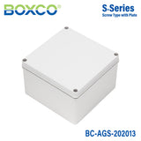 Boxco S - Series 7.87 x 7.87 x 5.12 Inches(200x200x130mm) Plastic Enclosure, IP67, IK08, ABS, Grey Cover, Screw Type - BC-AGS-202013 - powersupplymall.com