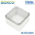 Boxco S - Series 7.87 x 7.87 x 5.12 Inches(200x200x130mm) Plastic Enclosure, IP67, IK08, ABS, Transparent Cover, Screw Type - BC-ATS-202013 - powersupplymall.com