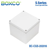 Boxco S - Series 7.87 x 7.87 x 6.3 Inches(200x200x160mm) Plastic Enclosure, IP67, IK08, PC, Grey Cover, Screw Type - BC-CGS-202016 - powersupplymall.com