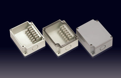 Boxco Terminal Box 6-pole 2.17 x 3.58 x 1.69 Inches(55 x 91 x 43mm) IP67, IK08, ABS, Grey Cover