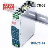 Mean Well SDR-75-24 Single Output Industrial Power Supply 75W 24V 3.2A - DIN Rail