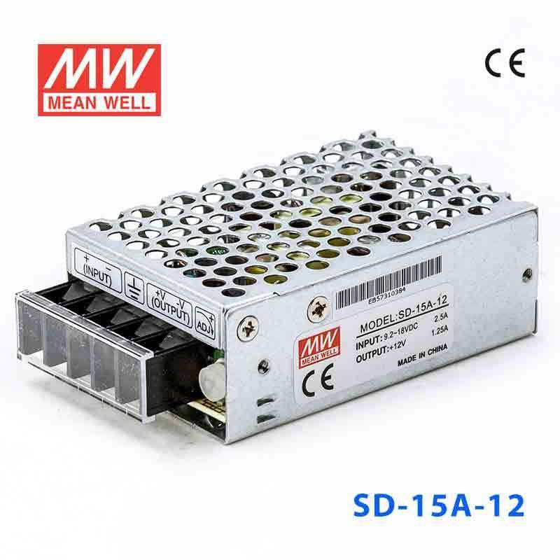 Mean Well SD-15A-12 DC-DC Converter - 15W - 9.2~18V in 12V out 1.25A