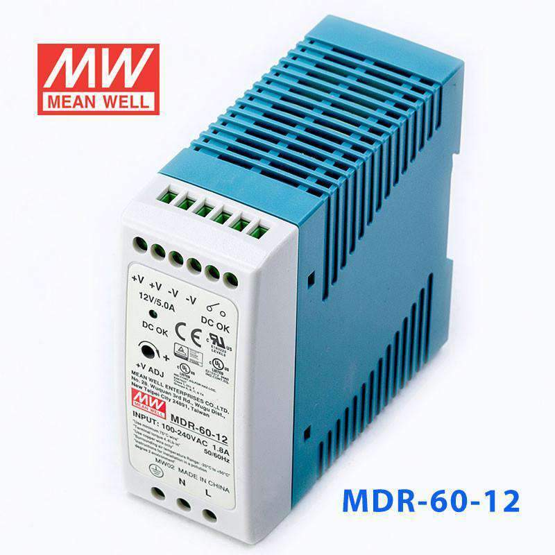 Mean Well MDR-60-12 Single Output Industrial Power Supply 60W 12V 5A - DIN Rail - PHOTO 1