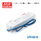 Mean Well LPV-60-15 LED Driver — 60W 15V 4A IP67 Waterproof