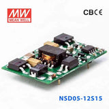 Mean Well NSD05-12S15 DC-DC Converter - 4.95W - 9.2~36V in 15V out 333mA