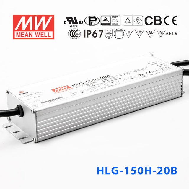 Mean Well HLG-150H-20AB Power Supply 150W 20V - Adjustable and Dimmable 7.5A