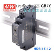Mean Well HDR-15-12 Ultra Slim Step Shape Power Supply 15W 12V 1.25A - DIN Rail