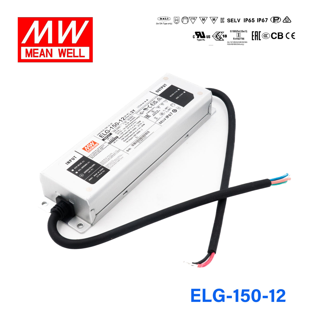 Mean Well ELG-150-12-3Y AC-DC Single output LED Driver Mix Mode (CV+CC) with PFC 10A