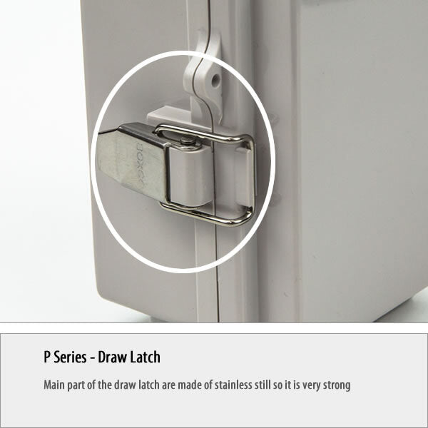 Boxco P-Series 6.30 x 10.24 x 3.94 Inches(160 x 260 x 100mm) Plastic Enclosure, IP67, IK08, PC, Transparent Cover, Molded Hinge and Latch Type - PHOTO 3