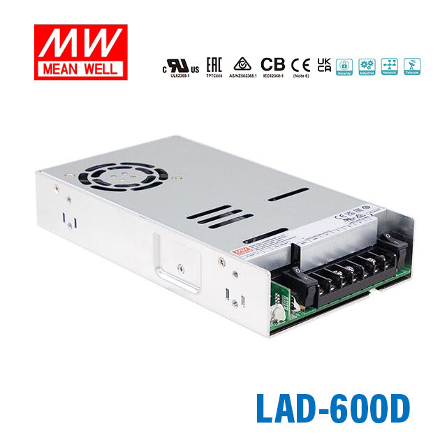 Mean Well LAD-600D Security/Fire Alarm PSU with Battery Charger/UPS, 600W, 55.2V, TTL Signal 7.87A