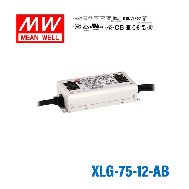 Mean Well XLG-75-12-AB Power Supply 75W 12V - Adjustable and Dimmable