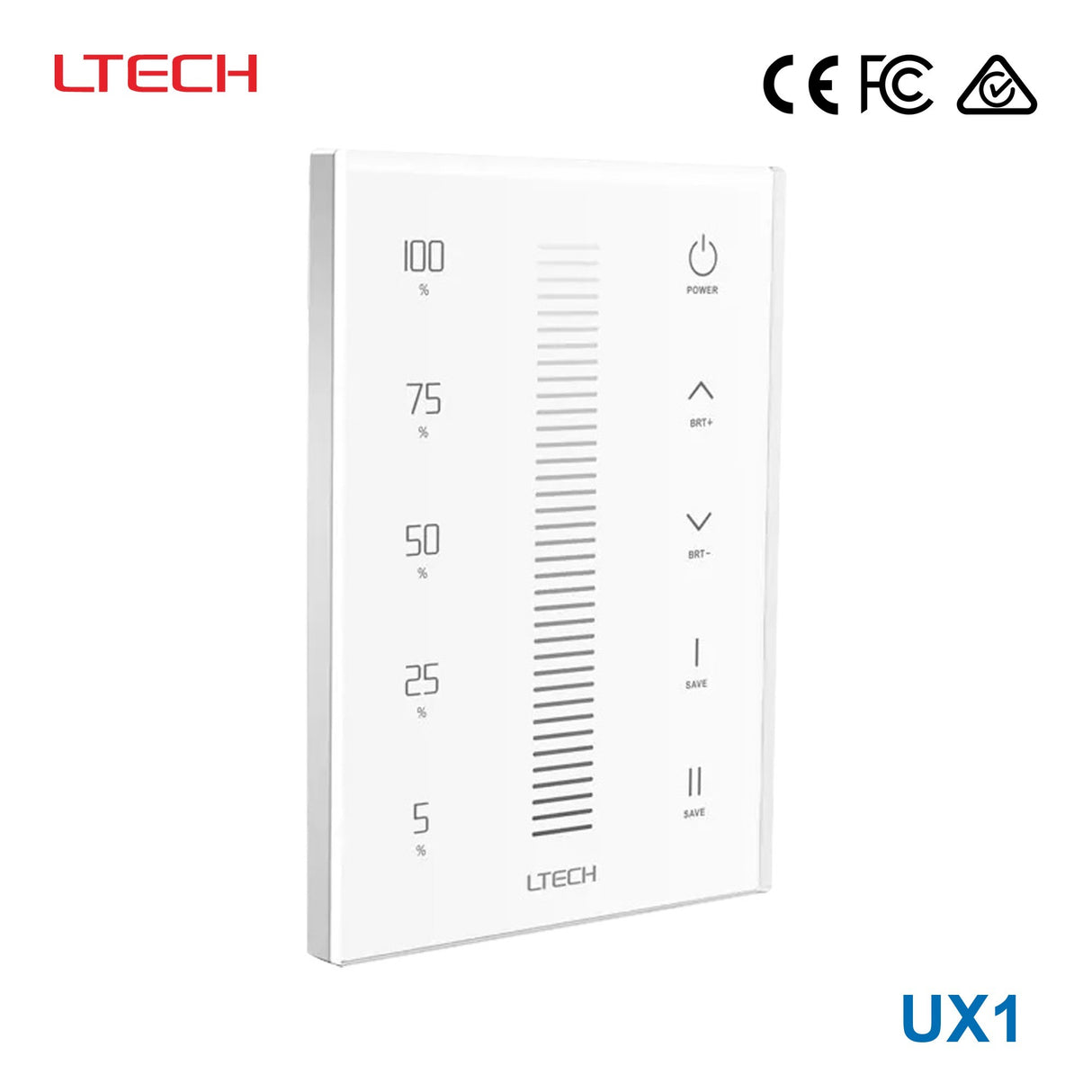 Ltech UX1 Wireless RF/DMX512 Multi-zone Touch Panel - Dimming
