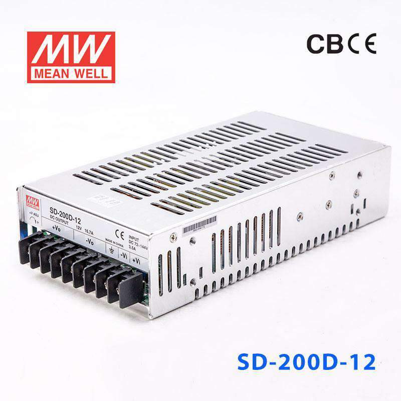 Mean Well SD-200D-12 DC-DC Converter - 200W - 72~144V in 12V out 40A