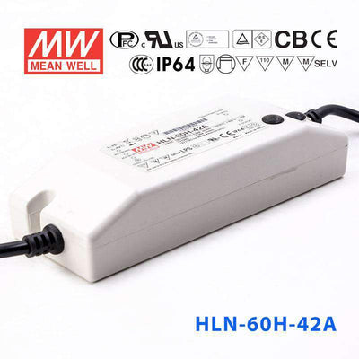 Mean Well HLN-60H-42A Power Supply 60W 42V - IP64, Adjustable 1.45A