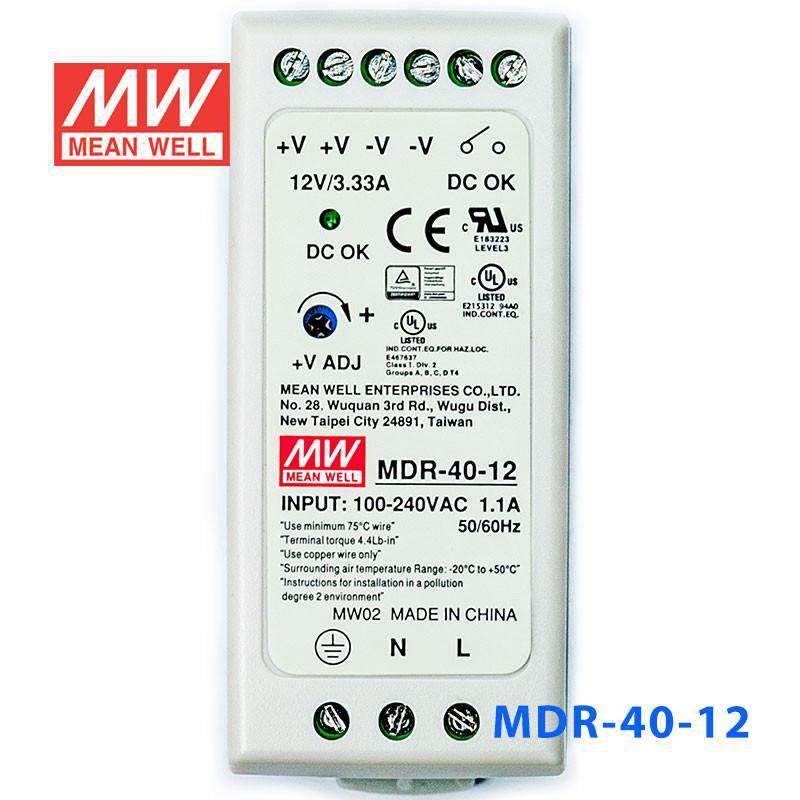Mean Well MDR-40-12 Single Output Industrial Power Supply 40W 12V - DIN Rail - PHOTO 2