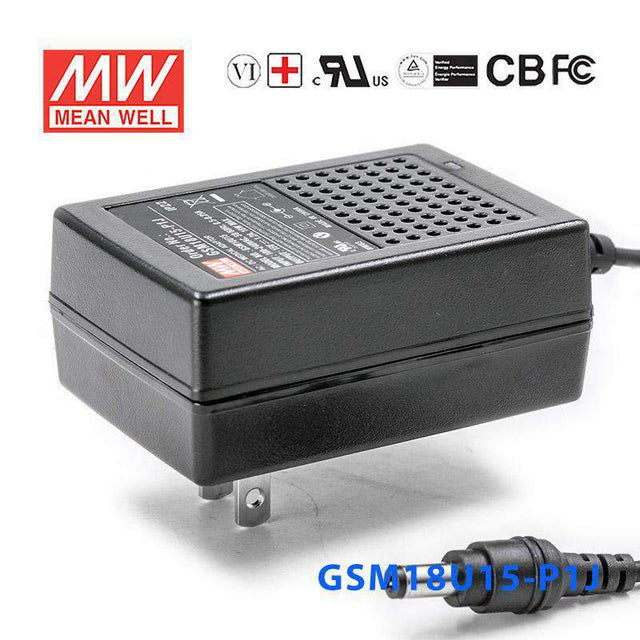Mean Well GSM18U15-P1J Power Supply 18W 15V 1.2A
