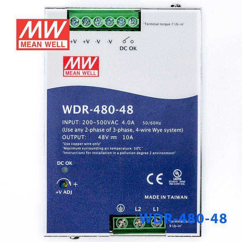 Mean Well WDR-480-48 Single Output Industrial Power Supply 480W 48V - DIN Rail - PHOTO 2