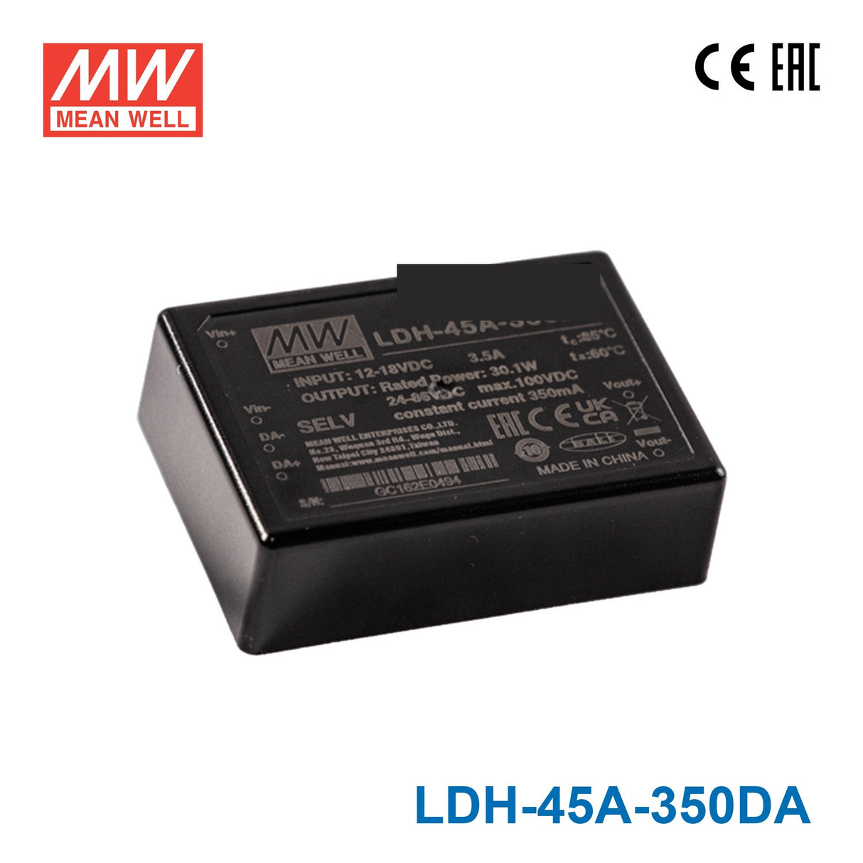 Mean Well LDH-45A-350DA DC/DC LED Driver CC 350mA - Step-up