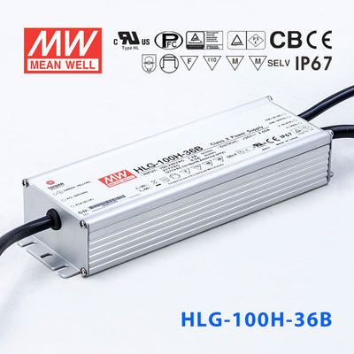 Mean Well HLG-100H-36AB Power Supply 100W 36V - Adjustable and Dimmable 2.65A