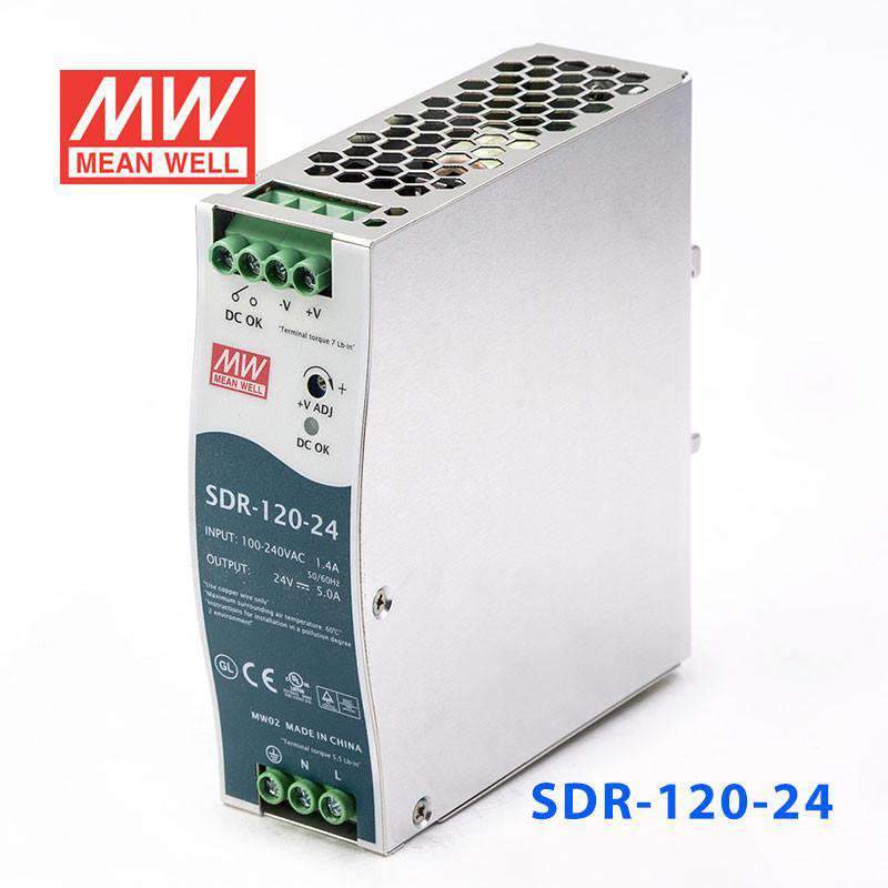 Mean Well SDR-120-24 Single Output Industrial Power Supply 120W 24V 5A - DIN Rail - PHOTO 1