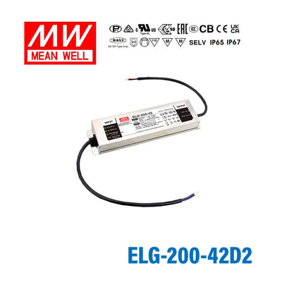 Mean Well ELG-200-42D2 AC-DC Single output LED Driver Mix Mode (CV+CC) with PFC