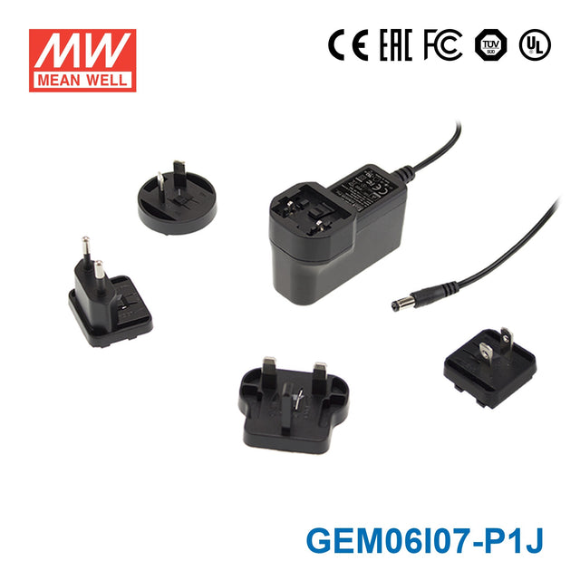 Mean Well GEM06I07-P1J Power Supply 6W 7.5V 800mA