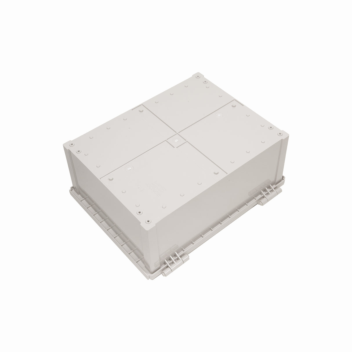 Boxco Q-Series 13.78 x 17.72 x 7.87 Inches(350 x 450 x 200mm) Plastic Enclosure, IP67, IK08, ABS, Grey Cover, Hinge Type with Plate - PHOTO 2