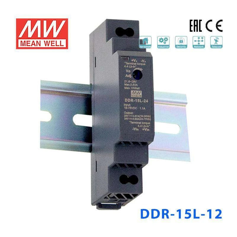 Mean Well DDR-15L-12 DC-DC Converter - 15W - 18~75V in 12V out 1.25A
