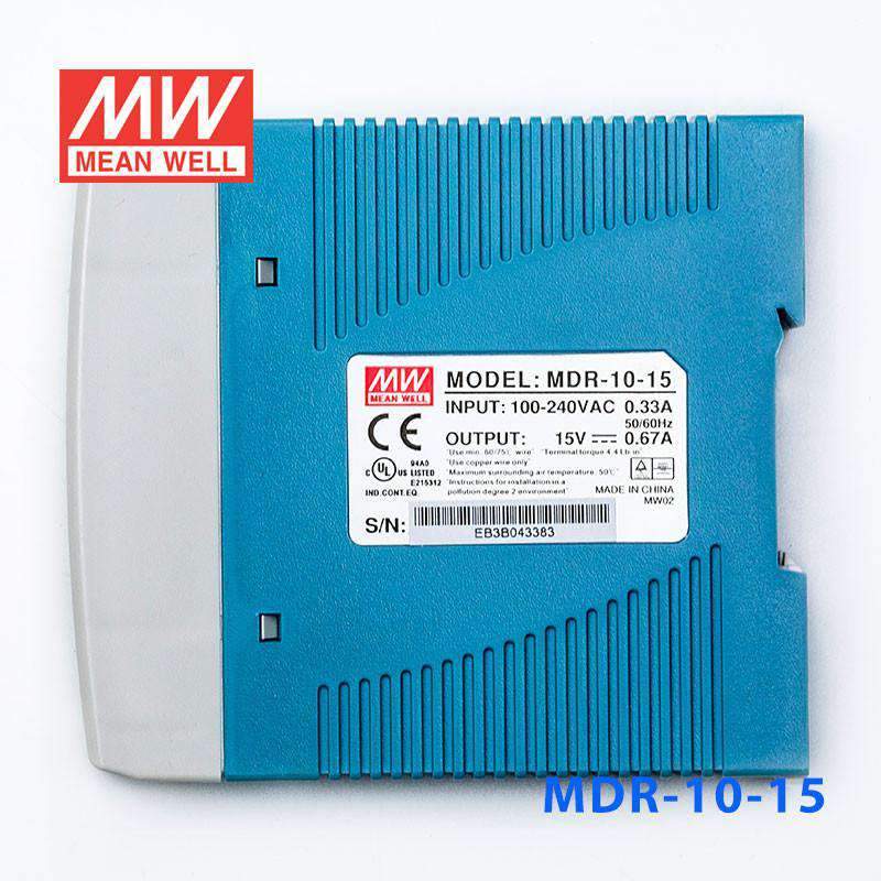 Mean Well MDR-10-15 Single Output Industrial Power Supply 10W 15V 0.67A - DIN Rail - PHOTO 1