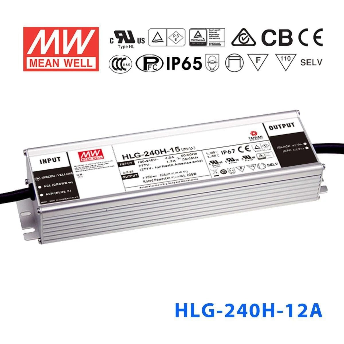Mean Well HLG-240H-12A Power Supply 192W 12V - Adjustable 16A