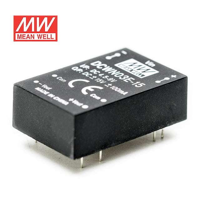 Mean Well DCWN03E-15 DC-DC Converter - 3W 4.5~9V DC in 15V out 200mA