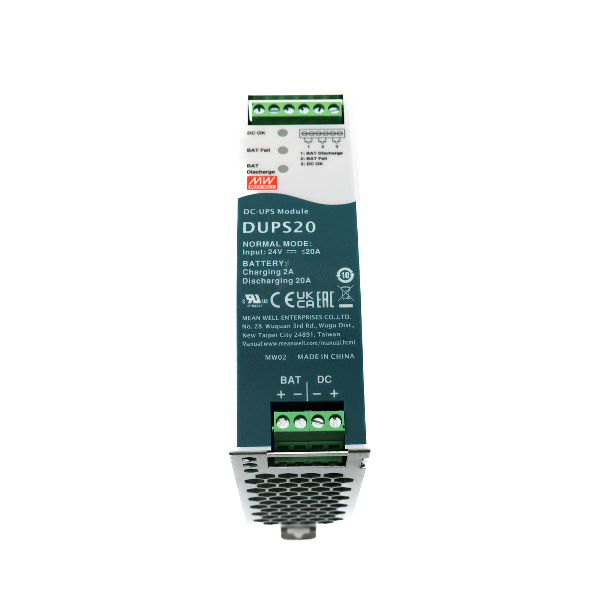 Mean Well DUPS20 DIN Series Uninterruptible DC-UPS Module 20A - PHOTO 1