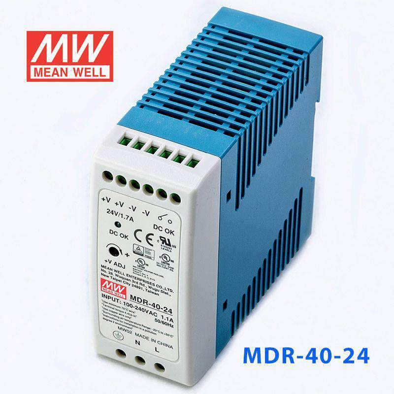 Mean Well MDR-40-24 Single Output Industrial Power Supply 40W 24V - DIN Rail - PHOTO 1