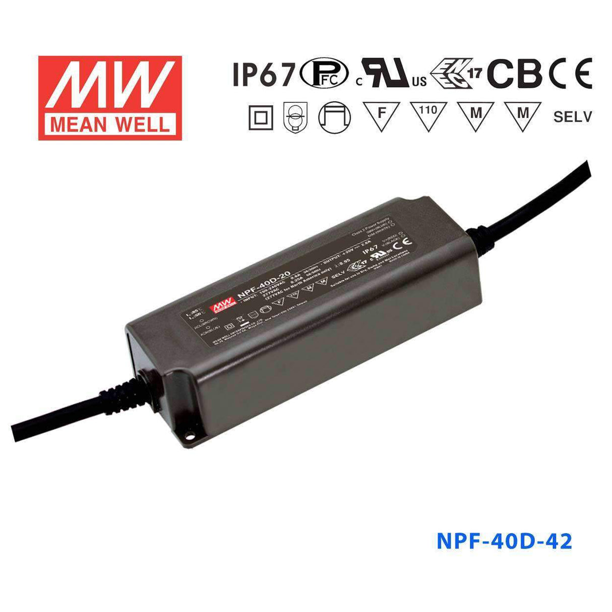 Mean Well NPF-40D-42 Power Supply 40W 42V - Dimmable