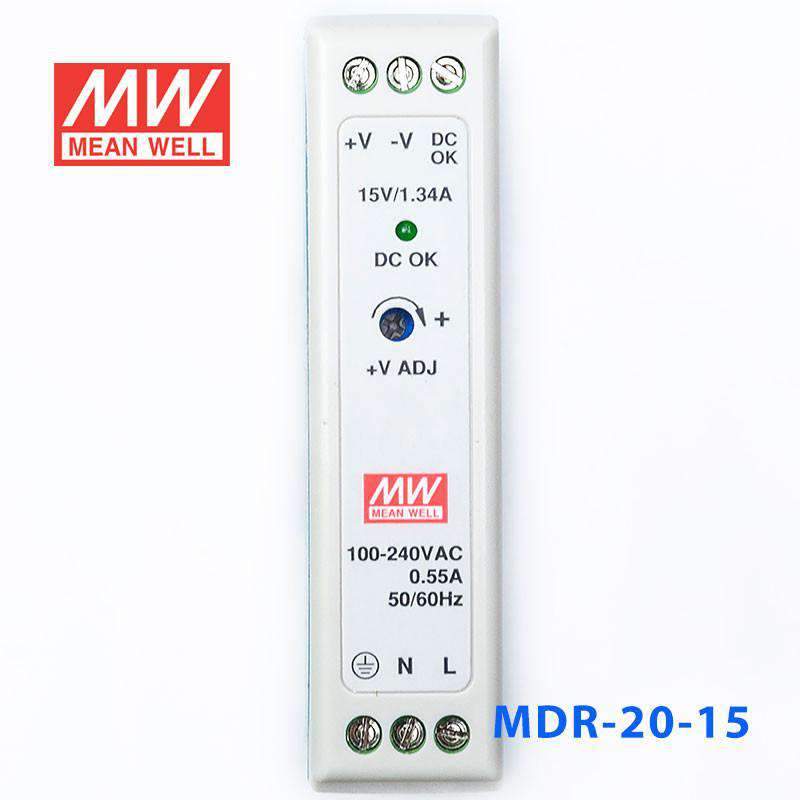 Mean Well MDR-20-15 Single Output Industrial Power Supply 20W 15V - DIN Rail - PHOTO 2