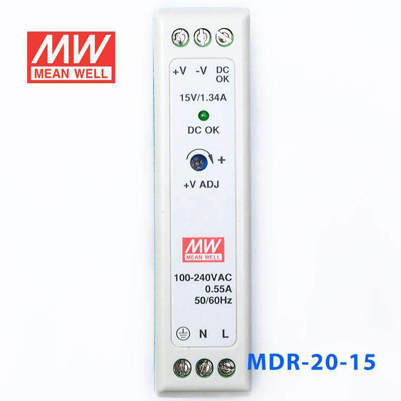 Mean Well MDR-20-15 Single Output Industrial Power Supply 20W 15V 1.34A - DIN Rail - PHOTO 2