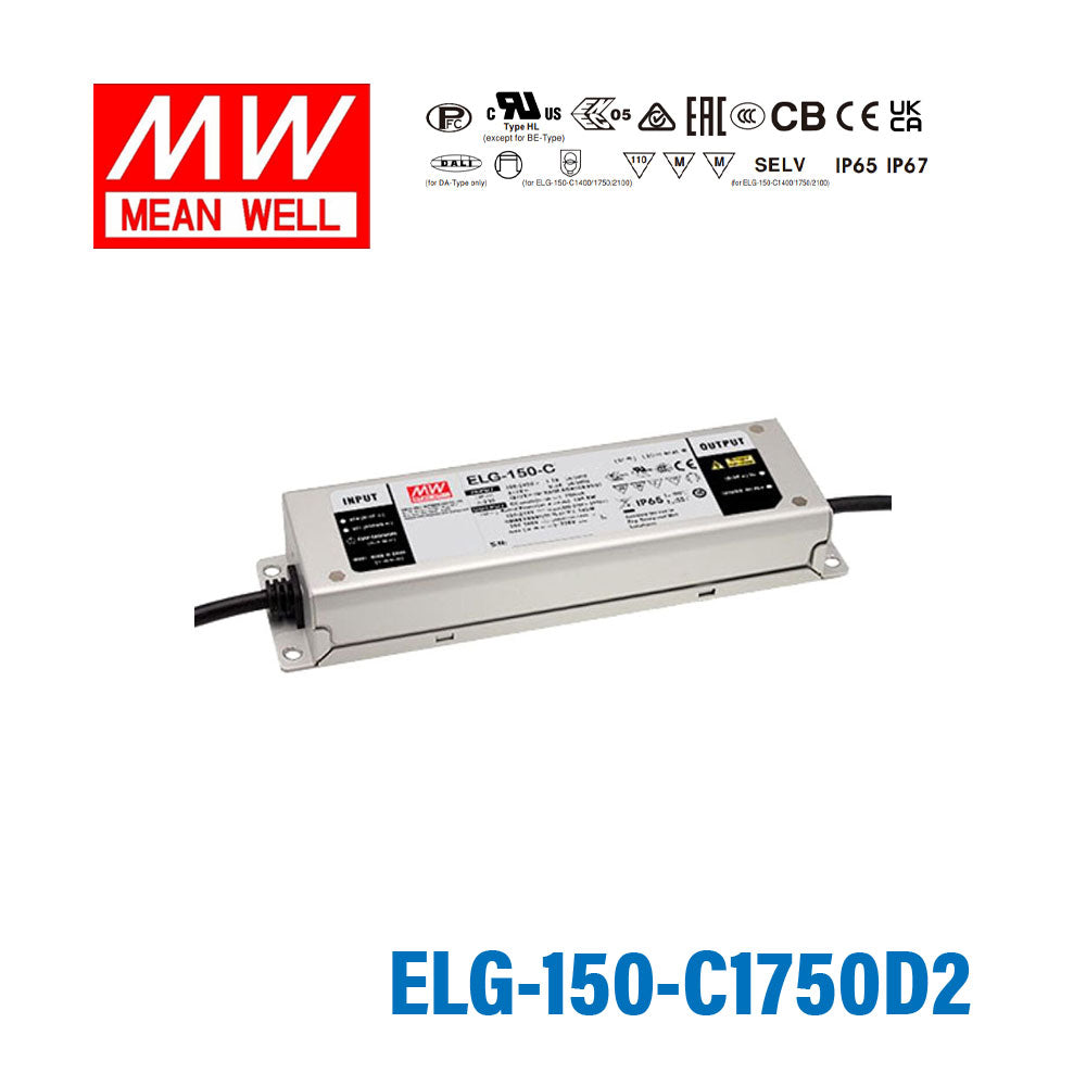 Mean Well ELG-150-C1750D2 AC-DC Single output LED Driver (CC) with PFC