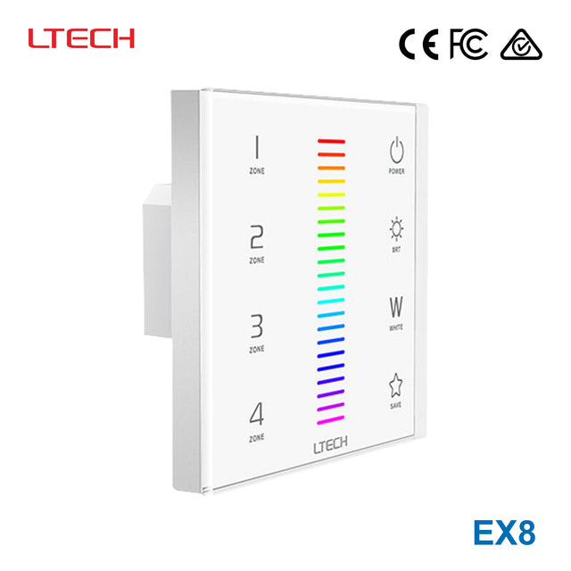 Ltech EX8 Wireless RF/DMX512 Multi-zone Touch Panel - RGBW