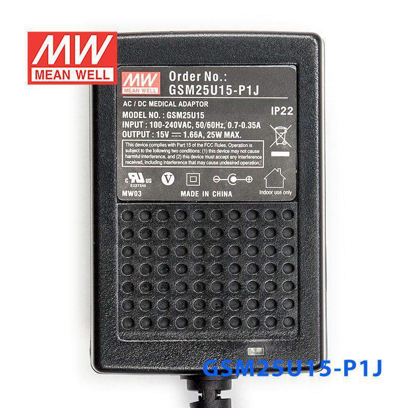Mean Well GSM25U15-P1J Power Supply 25W 15V 1.66A - PHOTO 2