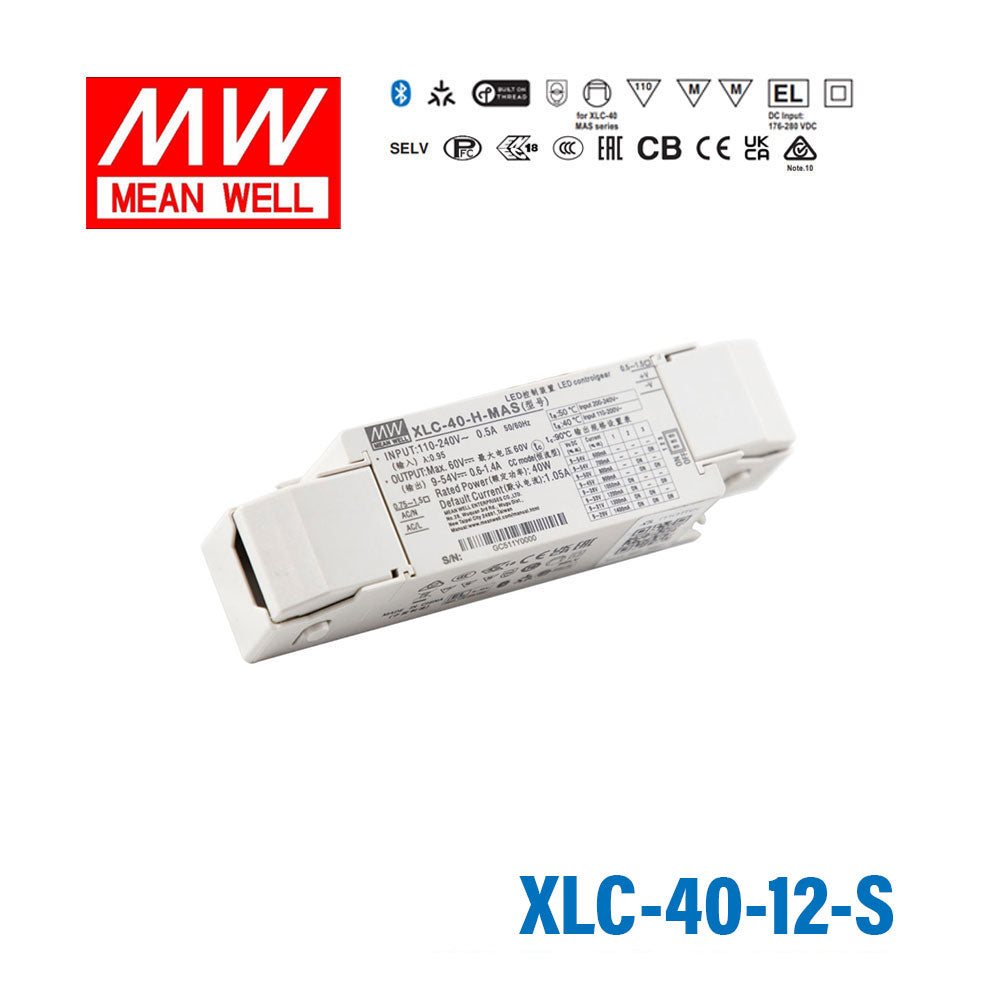 Mean Well XLC-40-12-S LED Driver 40.8W 12V with Strain-relief 3.4A