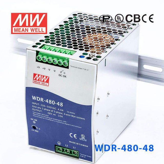 Mean Well WDR-480-48 Single Output Industrial Power Supply 480W 48V - DIN Rail