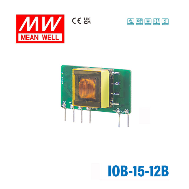 Mean Well IOB-15-12B AC-DC On Board Type Power Module 15W 12V, Horizontal