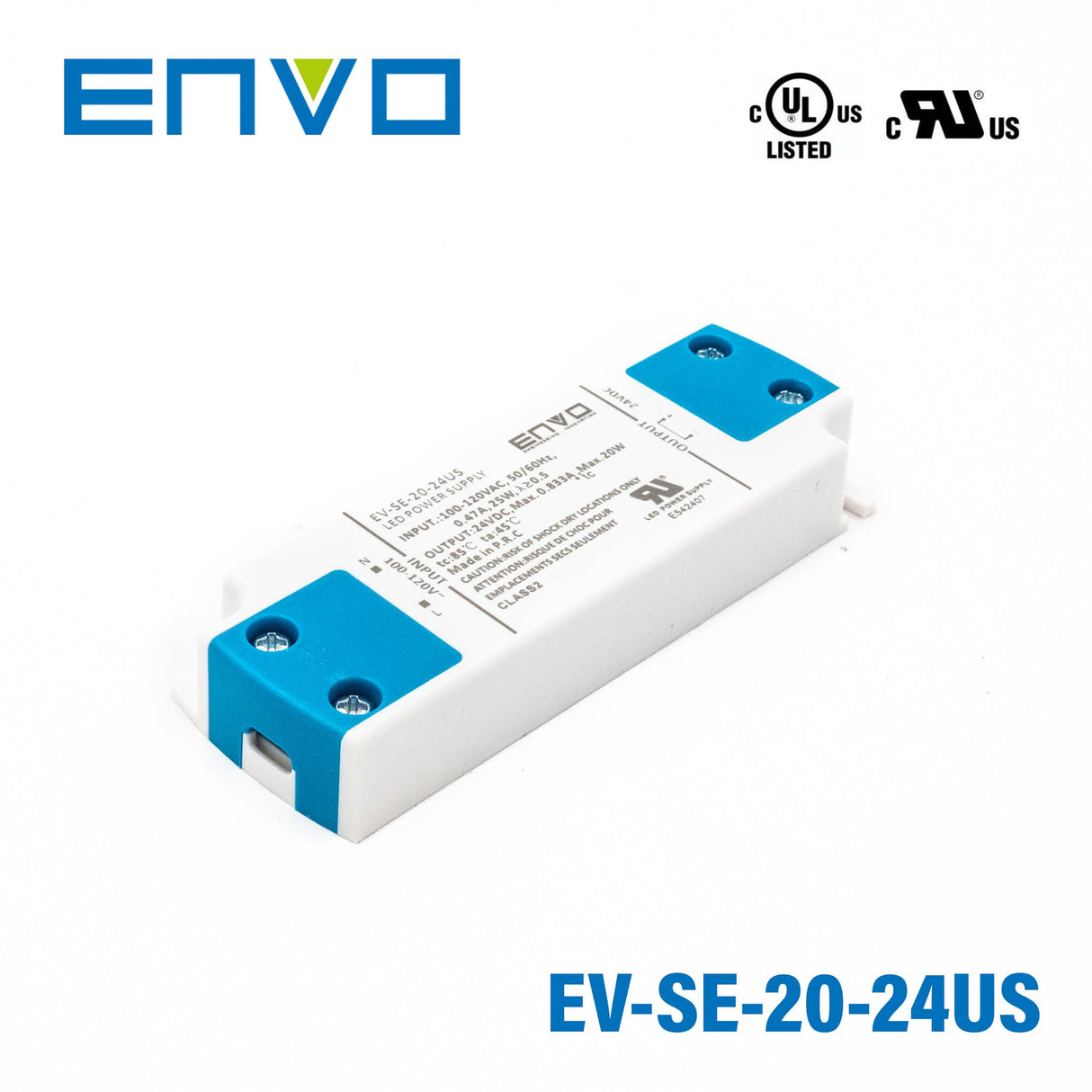 ENVO EV-SE-20-24US LED Driver 20W 24V 833mA - EV-SE-20-24US - powersupplymall.com