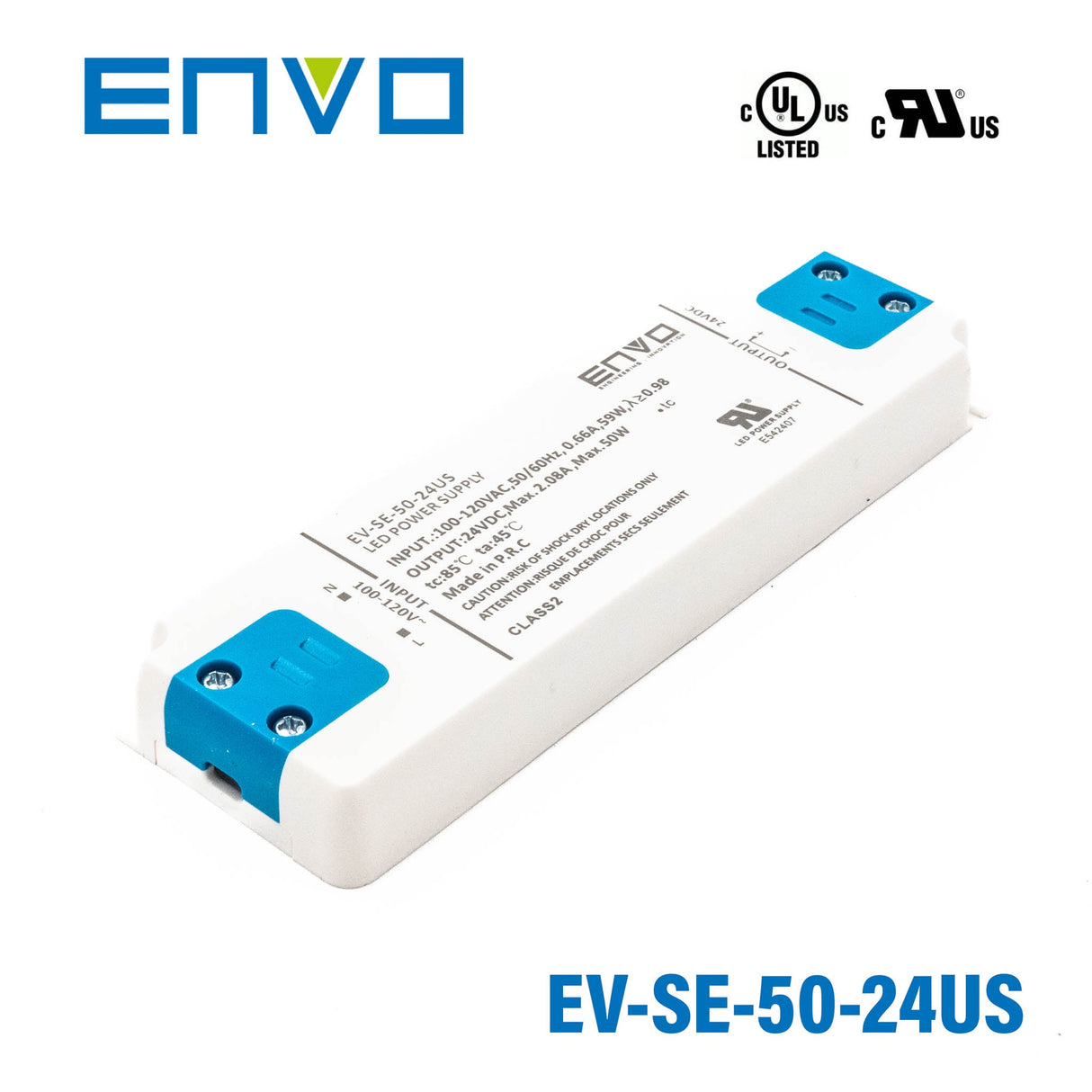 ENVO EV-SE-50-24US LED Driver 50W 24V 2.08A - EV-SE-50-24US - powersupplymall.com