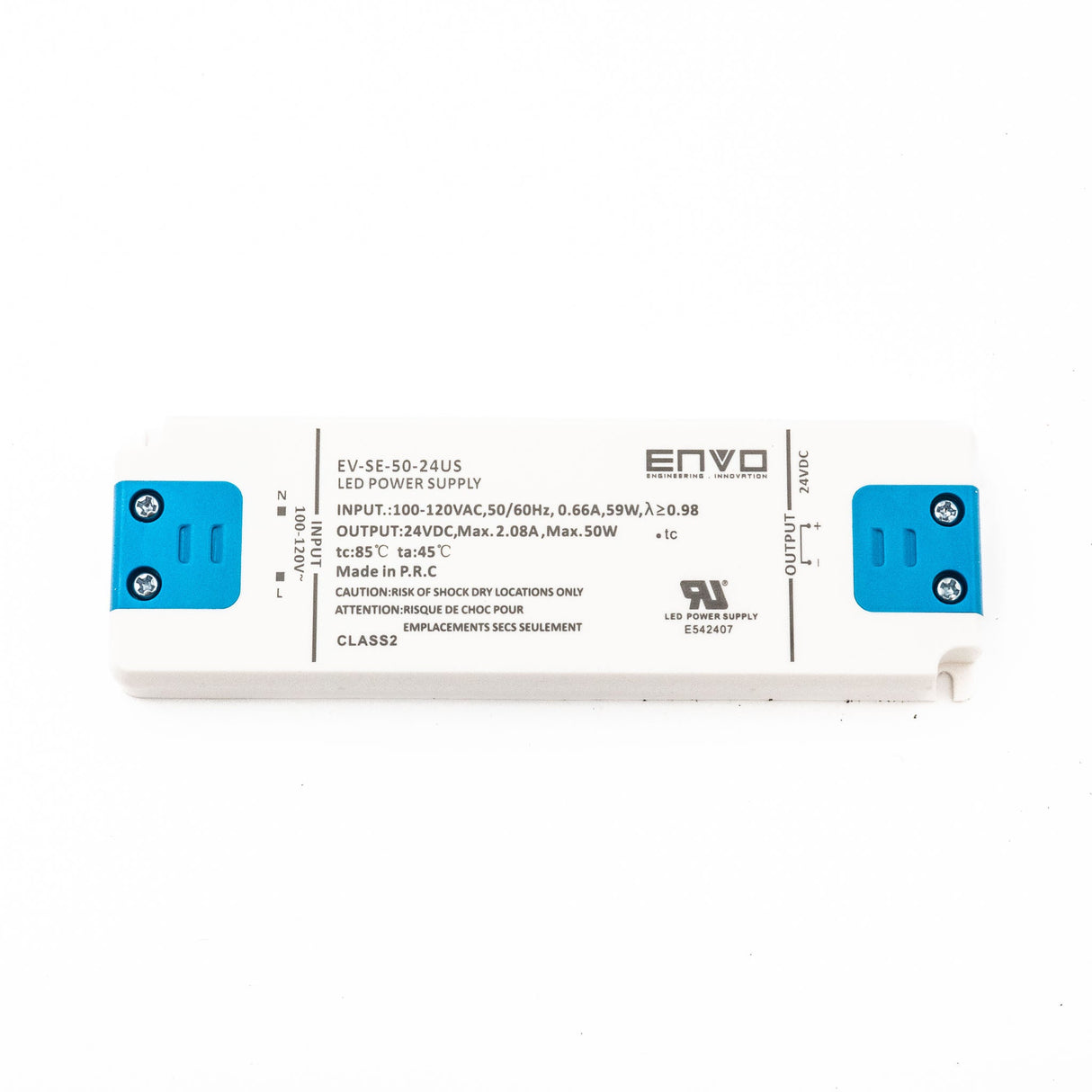 ENVO EV-SE-50-24US LED Driver 50W 24V 2.08A - EV-SE-50-24US - powersupplymall.com
