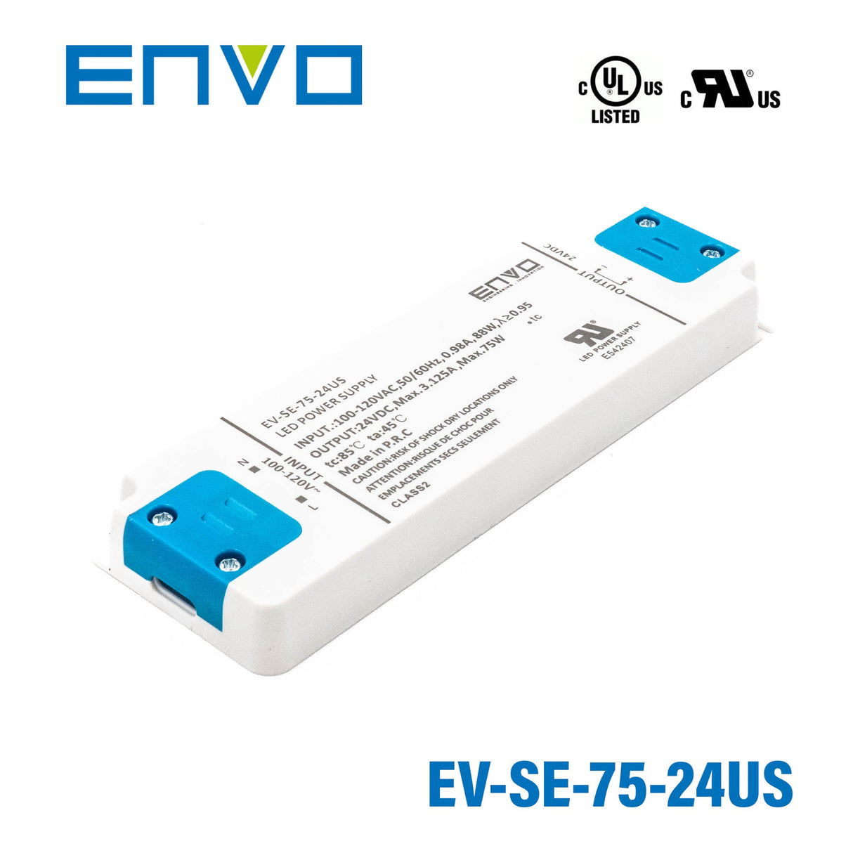 ENVO EV-SE-75-24US LED Driver 75W 24V 3.125A - EV-SE-75-24US - powersupplymall.com