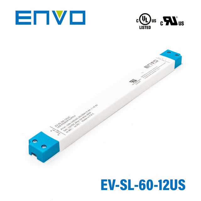 ENVO EV-SL-60-12US Linear Type LED Driver 60W 12V 5A - EV-SL-60-12US - powersupplymall.com