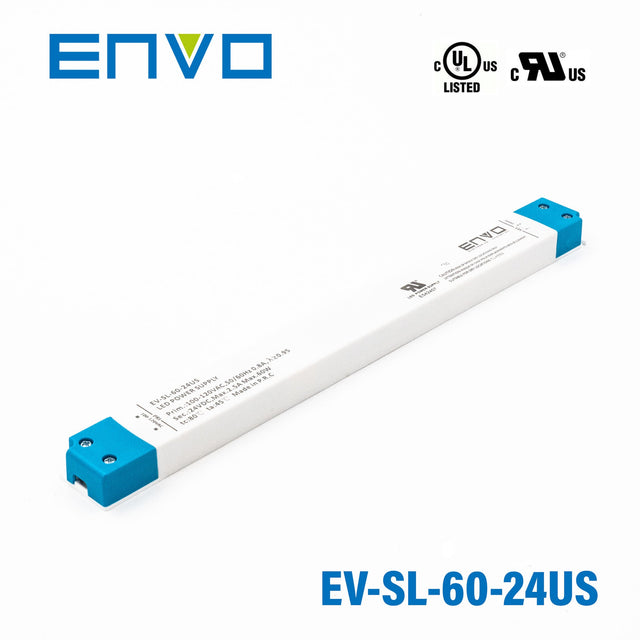 ENVO EV-SL-60-24US Linear Type LED Driver 60W 24V 2.5A - EV-SL-60-24US - powersupplymall.com