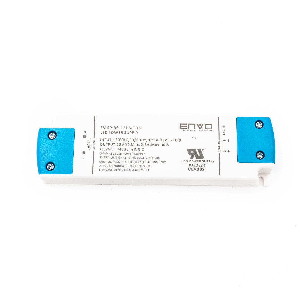 ENVO EV-SP-30-12US-TDM Triac Dimmable LED Driver 30W 12V 2.5A - EV-SP-30-12US-TDM - powersupplymall.com